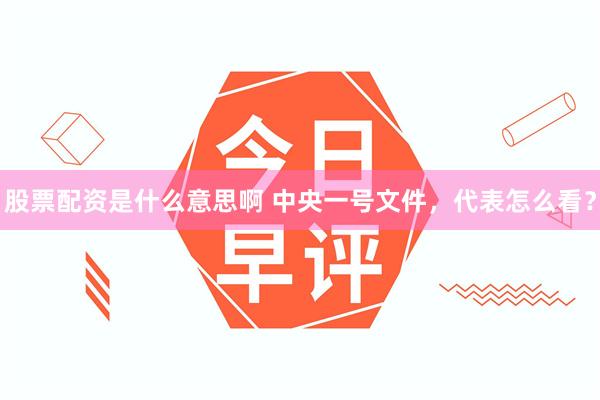 股票配资是什么意思啊 中央一号文件，代表怎么看？