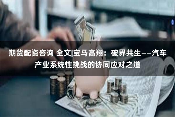 期货配资咨询 全文|宝马高翔：破界共生——汽车产业系统性挑战的协同应对之道